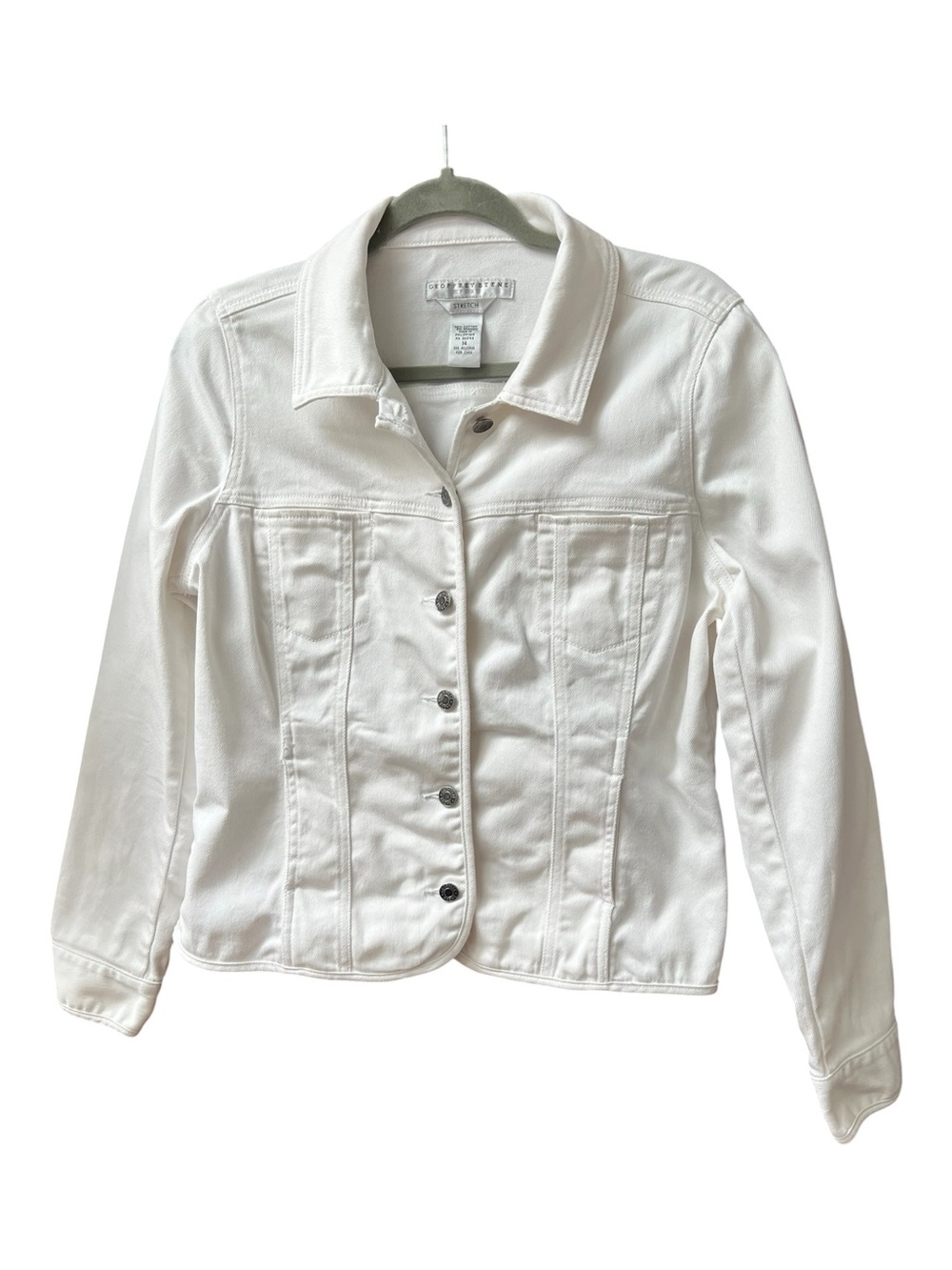 Geoffrey Beene White Denim Button-Front Jacket Size 14
